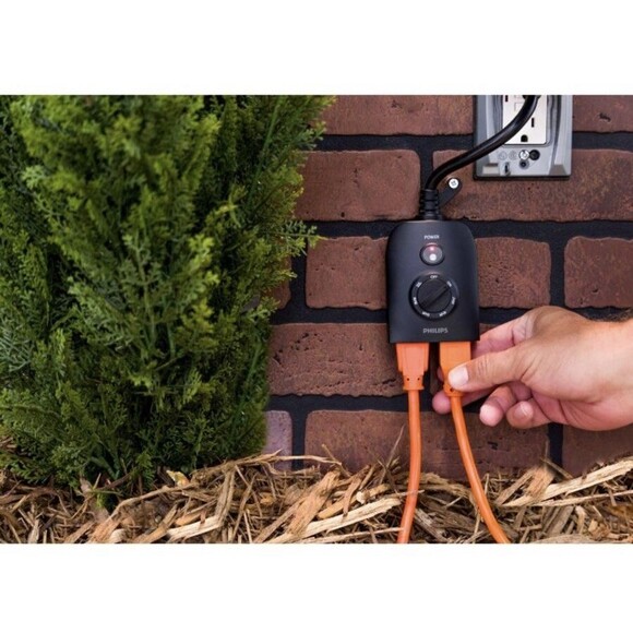 New Philips Dusk to Dawn Sensing 8/6/4/2hr Countdown Timer Outdoor 2 Outlet - Picture 7 of 11